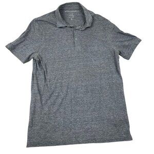 Vintage Banana Republic Mens Polo Shirt Large Heather Gray Short Sleeve Casual